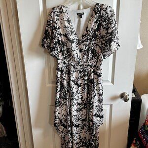 Express Short Sleeve Floral Smocked Maxi Dress